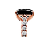 Rose gold Fancy Black Emerald Cut Cut Pavé Band Solitaire Ring with Four-Prong Setting_5