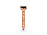 Rose gold Fancy Black Emerald Cut Cut Pave Band Milgrain Solitaire Ring_2