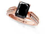 Rose gold Fancy Black Emerald Cut Cut Pave Split Shank Engagement Ring with Four-Prong Setting_1