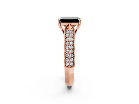 Rose gold Fancy Black Emerald Cut Cut Pave Split Shank Engagement Ring with Four-Prong Setting_2