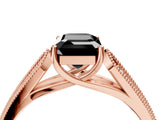 Rose gold Fancy Black Emerald Cut Cut Pave Split Shank Engagement Ring with Four-Prong Setting_4