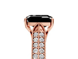 Rose gold Fancy Black Emerald Cut Cut Pave Split Shank Engagement Ring with Four-Prong Setting_5