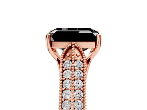 Rose gold Fancy Black Emerald Cut Cut Pave Split Shank Engagement Ring with Four-Prong Setting_5