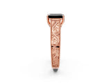 Rose gold Fancy Black Emerald Cut Cut Solitaire Engraved Band with Four-Prong Setting_2