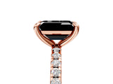 Rose gold Fancy Black Emerald Cut Diamond Brilliant Solitaire Ring with Pavé Band and Four-Prong Setting_17