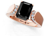 Rose gold Fancy Black Emerald Cut Diamond Channel Set Solitaire Ring with Four-Prong Setting_13