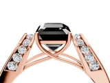 Rose gold Fancy Black Emerald Cut Diamond Channel Set Solitaire Ring with Four-Prong Setting_16