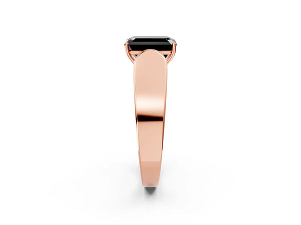 Rose Gold Emerald Cut Channel Set Engagement Ring Setting for Black Center with Wide Band