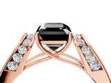 Rose gold Fancy Black Emerald Cut Diamond Channel Set Solitaire Ring with Four-Prong Setting_28