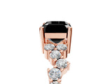 Rose gold Fancy Black Emerald Cut Diamond Cluster Pavé Band with Four-Prong Setting_17