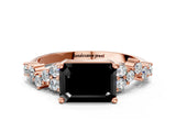 Rose gold Fancy Black Emerald Cut Diamond Cluster Pavé Band with Four-Prong Setting_3