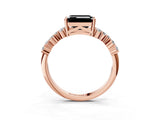 Rose gold Fancy Black Emerald Cut Diamond Cluster Pavé Band with Four-Prong Setting_6