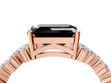 Rose gold Fancy Black Emerald Cut Diamond Cluster Pavé Band with Four-Prong Setting_7