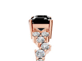 Rose gold Fancy Black Emerald Cut Diamond Cluster Pavé Band with Four-Prong Setting_8