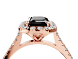 Rose gold Fancy Black Emerald Cut Diamond Cushion Halo Ring with Pavé Band_4