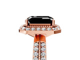 Rose gold Fancy Black Emerald Cut Diamond Double Halo Ring with Split Shank and Four-Prong Setting_5