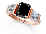 Rose gold Fancy Black Emerald Cut Diamond Engagement Ring with Baguette Side Stones and Channel Set Band_13