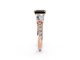Rose gold Fancy Black Emerald Cut Diamond Engagement Ring with Baguette Side Stones and Channel Set Band_14