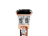 Rose gold Fancy Black Emerald Cut Diamond Engagement Ring with Baguette Side Stones and Channel Set Band_17