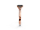Rose gold Fancy Black Emerald Cut Diamond Engagement Ring with Side Stone Accents and Four-Prong Setting_14