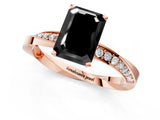 Rose gold Fancy Black Emerald Cut Diamond Engagement Ring with Side Stone Accents and Four-Prong Setting_73
