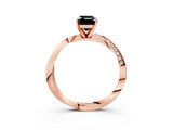 Rose gold Fancy Black Emerald Cut Diamond Engagement Ring with Side Stone Accents and Four-Prong Setting_75