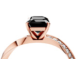 Rose gold Fancy Black Emerald Cut Diamond Engagement Ring with Side Stone Accents and Four-Prong Setting_76