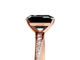 Rose gold Fancy Black Emerald Cut Diamond Engagement Ring with Side Stone Accents and Four-Prong Setting_77