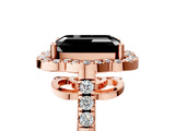 Rose gold Fancy Black Emerald Cut Diamond Floral Halo Split Shank Prong Setting Ring_5