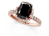 Rose gold Fancy Black Emerald Cut Diamond Halo Pave Band with Four-Prong Setting_4