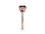 Rose gold Fancy Black Emerald Cut Diamond Halo Pave Band with Four-Prong Setting_5