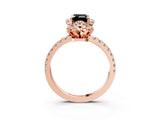Rose gold Fancy Black Emerald Cut Diamond Halo Pave Band with Four-Prong Setting_6