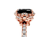 Rose gold Fancy Black Emerald Cut Diamond Halo Pave Band with Four-Prong Setting_8