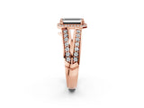 Rose gold Fancy Black Emerald Cut Diamond Halo Ring with Split Shank Pavé Band and Four-Prong Setting_2