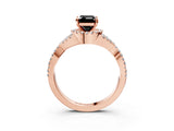 Rose gold Fancy Black Emerald Cut Diamond  Halo Twist Band Solitaire Prong Setting Ring_15