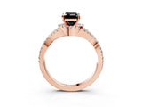 Rose gold Fancy Black Emerald Cut Diamond  Halo Twist Band Solitaire Prong Setting Ring_45