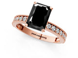 Rose gold Fancy Black Emerald Cut Diamond Milgrain Pavé Engagement Ring with Four-Prong Setting_1