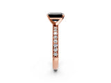 Rose gold Fancy Black Emerald Cut Diamond Milgrain Pavé Engagement Ring with Four-Prong Setting_2