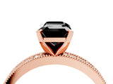 Rose gold Fancy Black Emerald Cut Diamond Milgrain Pavé Engagement Ring with Four-Prong Setting_4