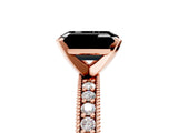 Rose gold Fancy Black Emerald Cut Diamond Milgrain Pavé Engagement Ring with Four-Prong Setting_5