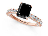 Rose gold Fancy Black Emerald Cut Diamond Pavé Band Solitaire Ring with Prong Setting_13