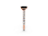 Rose gold Fancy Black Emerald Cut Diamond Pavé Band Solitaire Ring with Prong Setting_14