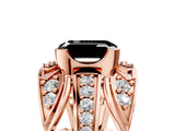 Rose gold Fancy Black Emerald Cut Diamond Pave Art Deco Split Shank Ring with Four-Prong Setting_5
