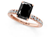 Rose gold Fancy Black Emerald Cut Diamond Pave Band Solitaire Ring with Four-Prong Setting_13