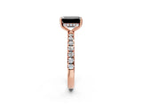 Rose gold Fancy Black Emerald Cut Diamond Pave Band Solitaire Ring with Four-Prong Setting_14