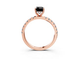 Rose gold Fancy Black Emerald Cut Diamond Pave Band Solitaire Ring with Four-Prong Setting_15