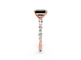 Rose gold Fancy Black Emerald Cut Diamond Prong Set Engagement Ring with Pave Band_2