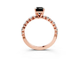 Rose gold Fancy Black Emerald Cut Diamond Prong Set Engagement Ring with Pave Band_3