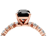 Rose gold Fancy Black Emerald Cut Diamond Prong Set Engagement Ring with Pave Band_4