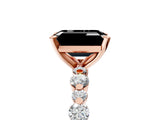 Rose gold Fancy Black Emerald Cut Diamond Prong Set Engagement Ring with Pave Band_5